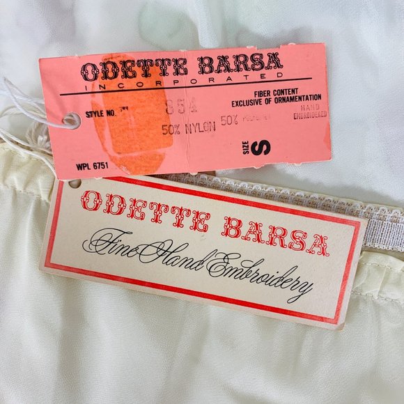 Odette Barsa Vintage Slip Ivory Purple Floral S - Picture 7 of 7